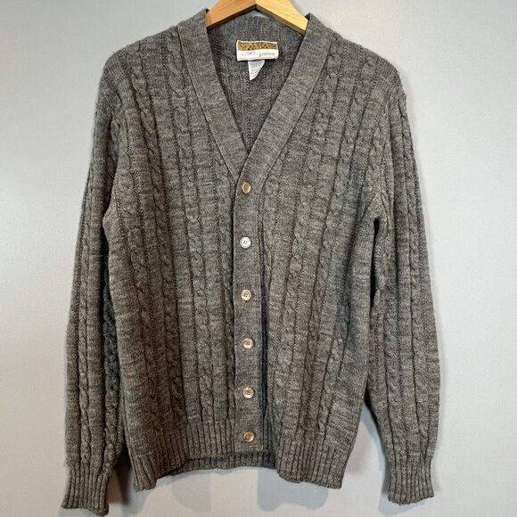 Mens Vintage Gray Cardigan Sweater Jantzen Country Squire Size Large Grandpa - Picture 1 of 9